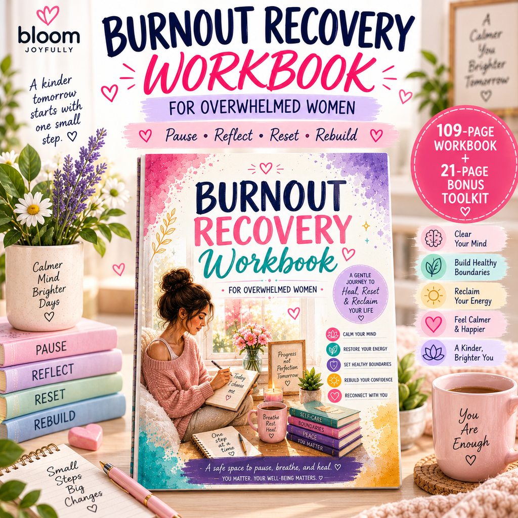 Burnout Recovery Workbook For Overwhelmed Women — Printable PDF — existing product preview 2