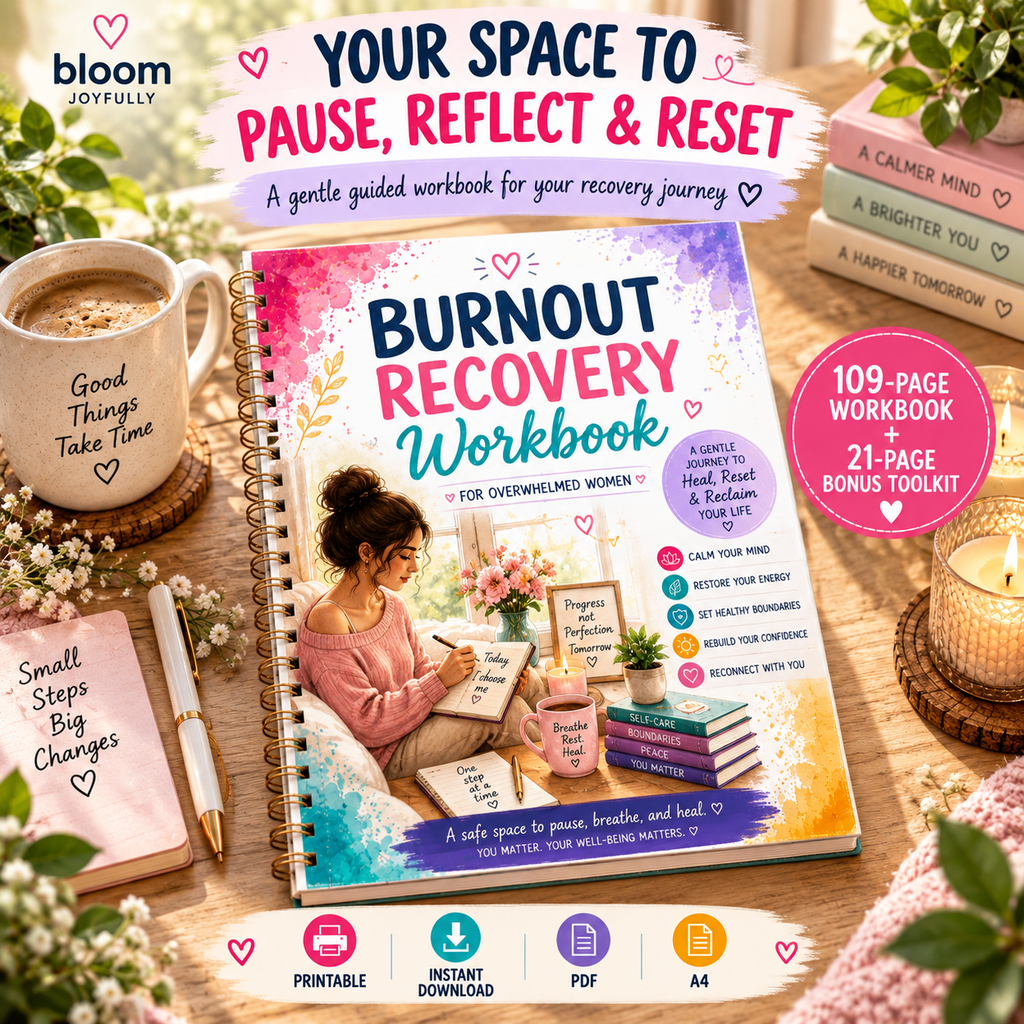 Burnout Recovery Workbook For Overwhelmed Women — Printable PDF — existing product preview 3