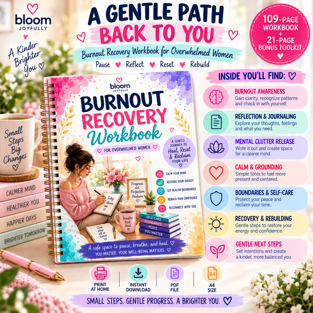Burnout Recovery Workbook For Overwhelmed Women — Printable PDF — existing product preview 5