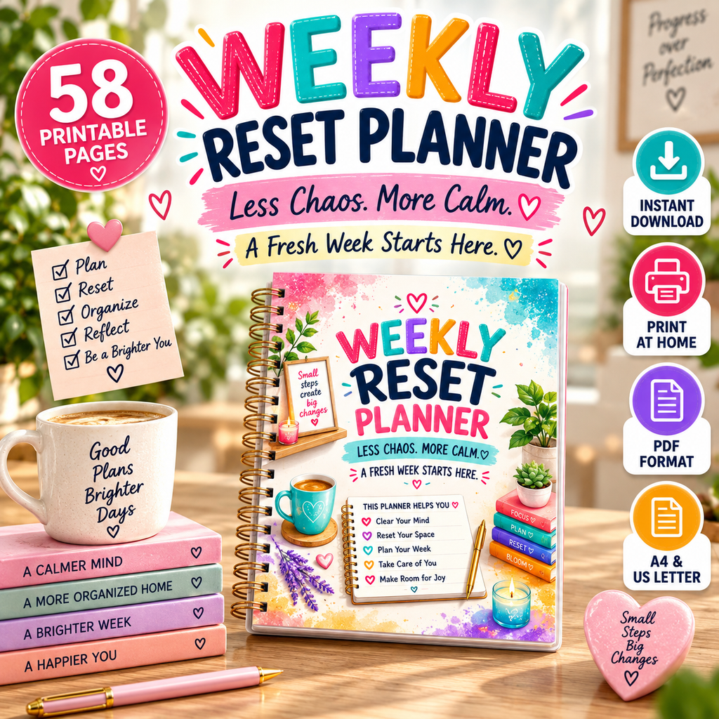 Weekly Reset Planner — Printable PDF — existing product preview 2