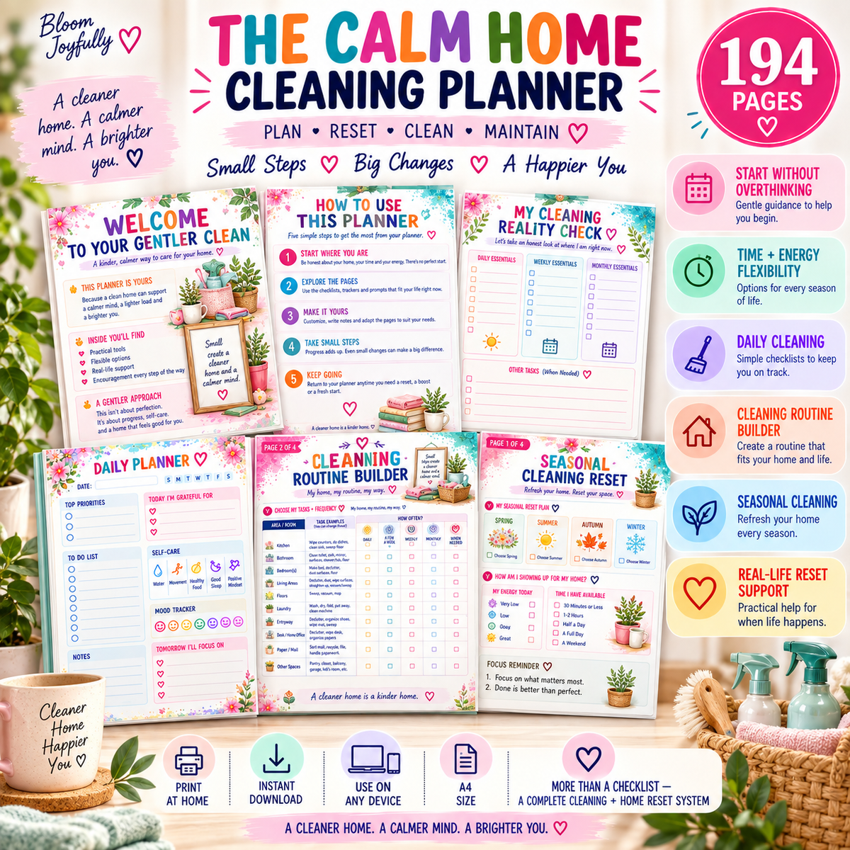 The Calm Home Cleaning Planner — Printable PDF — existing product preview 5