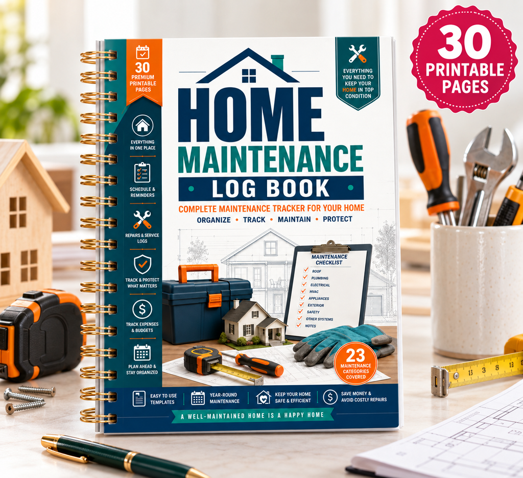 Home Maintenance Log Book — Printable PDF — existing product preview 1