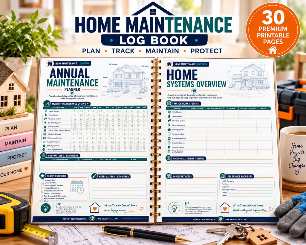 Home Maintenance Log Book — Printable PDF — existing product preview 5