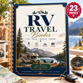 RV Travel Binder 23-page A4 printable PDF — separate cover mockup. Digital download; physical binder and props not included.
