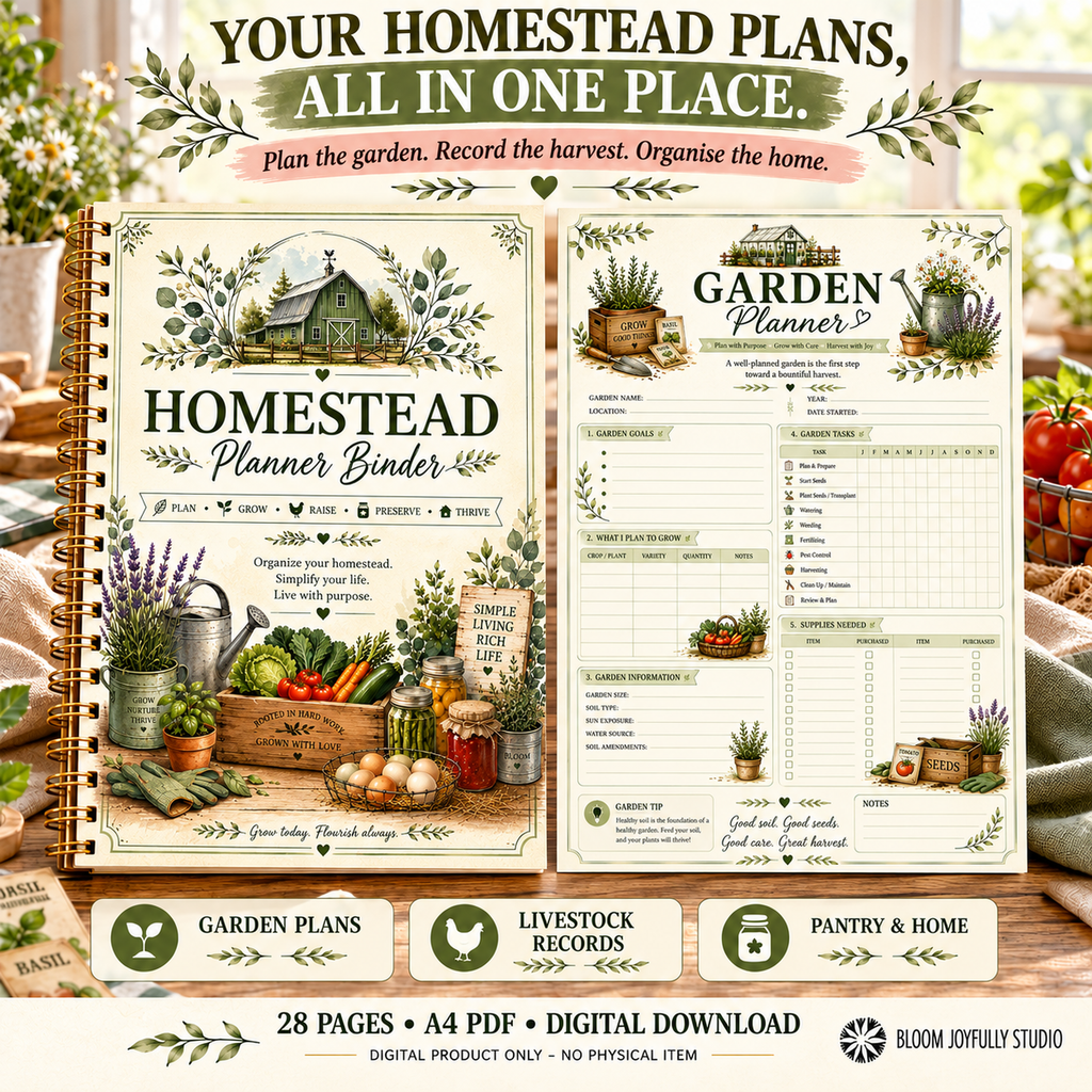 Homestead Planner Binder — 28-Page A4 Printable