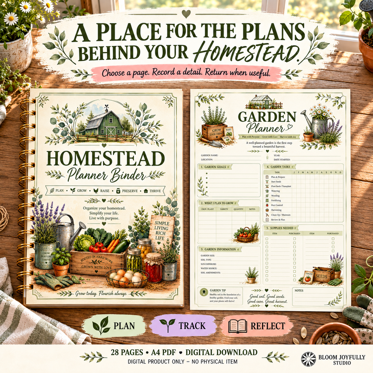 Homestead Planner Binder — 28-Page A4 Printable