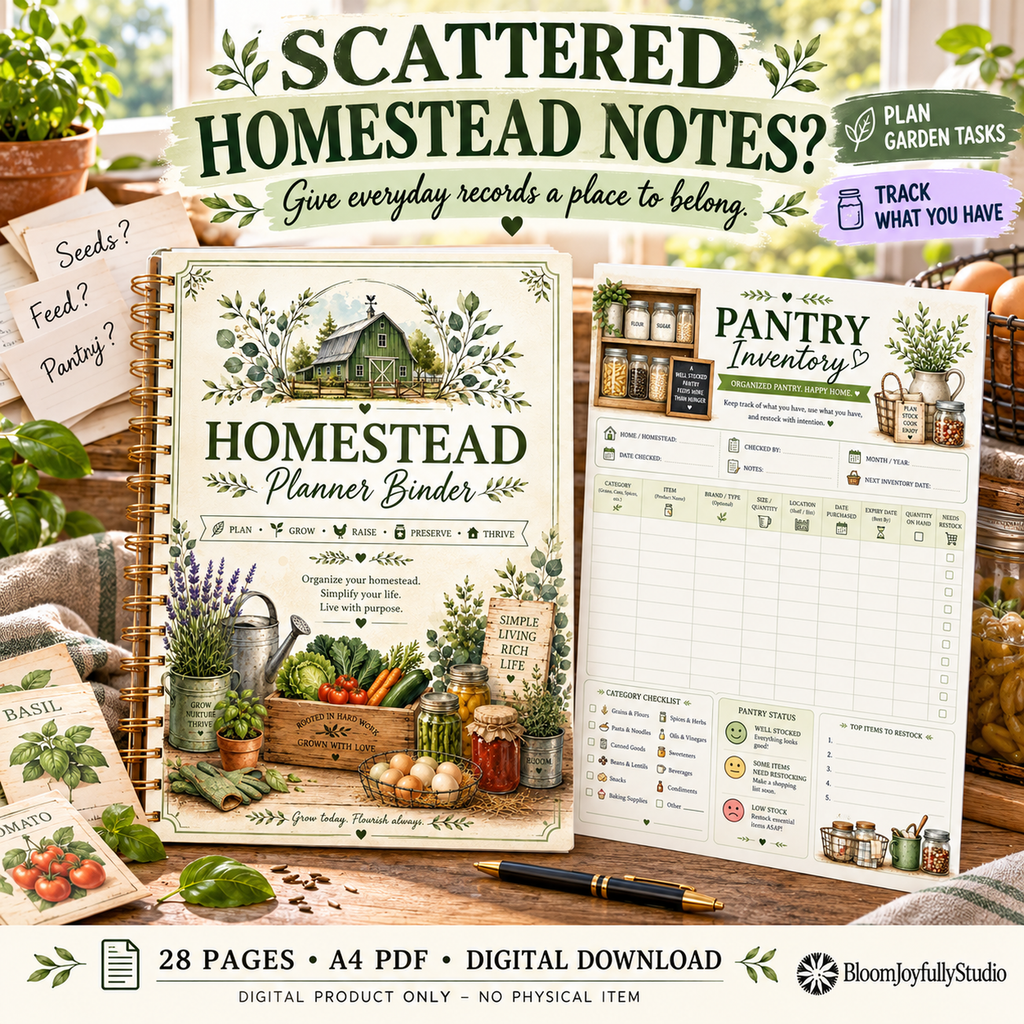 Homestead Planner Binder — 28-Page A4 Printable