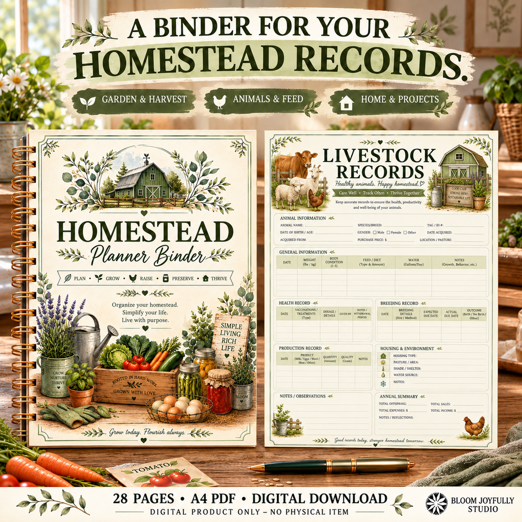 Homestead Planner Binder — 28-Page A4 Printable
