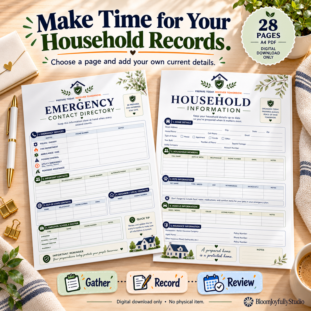 Home Disaster Recovery Binder — 02 promotional mockup; digital printable only