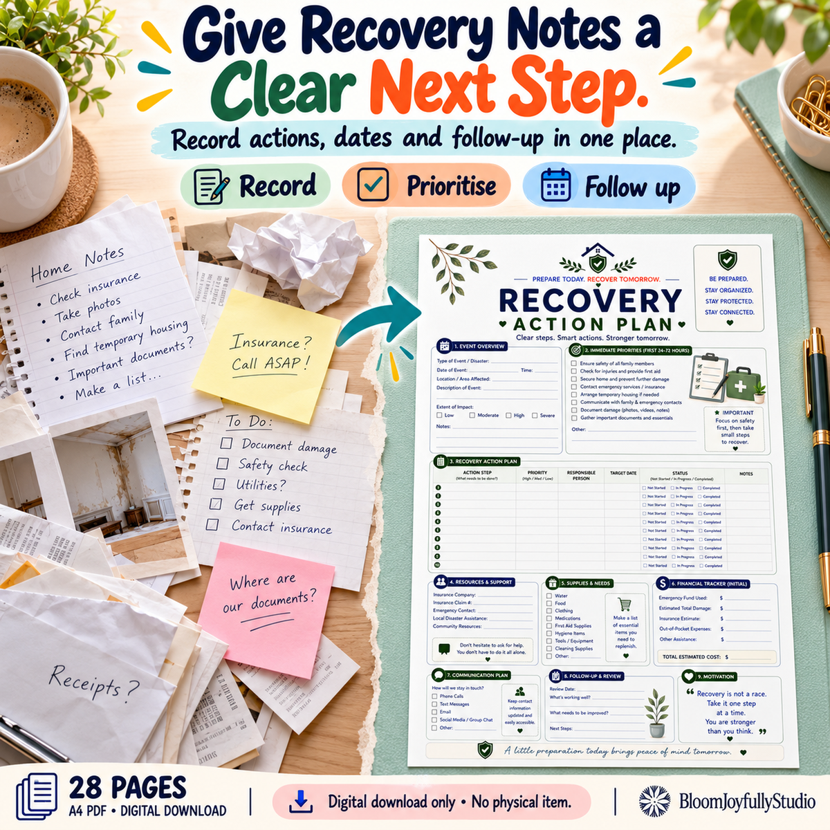 Home Disaster Recovery Binder — 21 promotional mockup; digital printable only