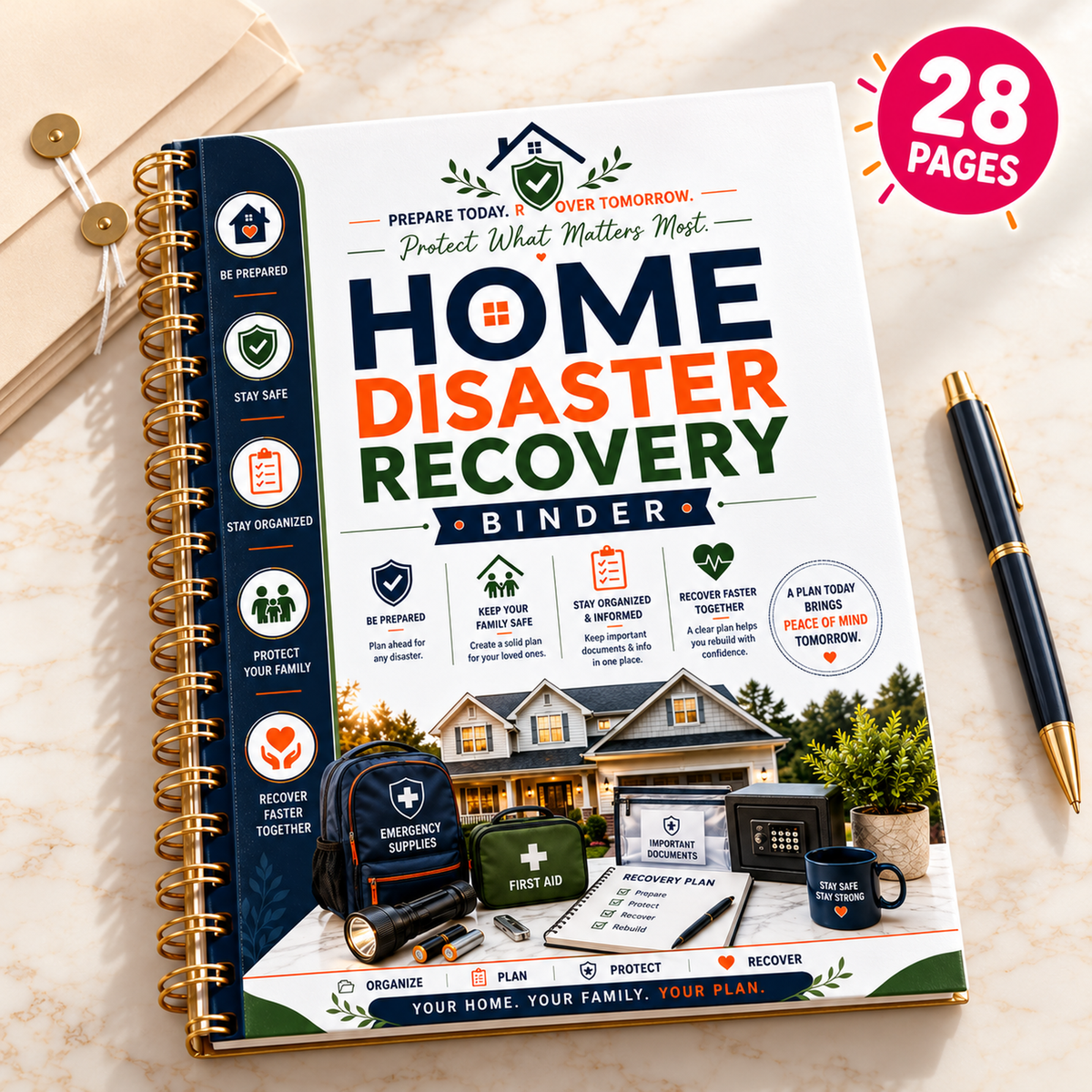Home Disaster Recovery Binder — HERO promotional mockup; digital printable only