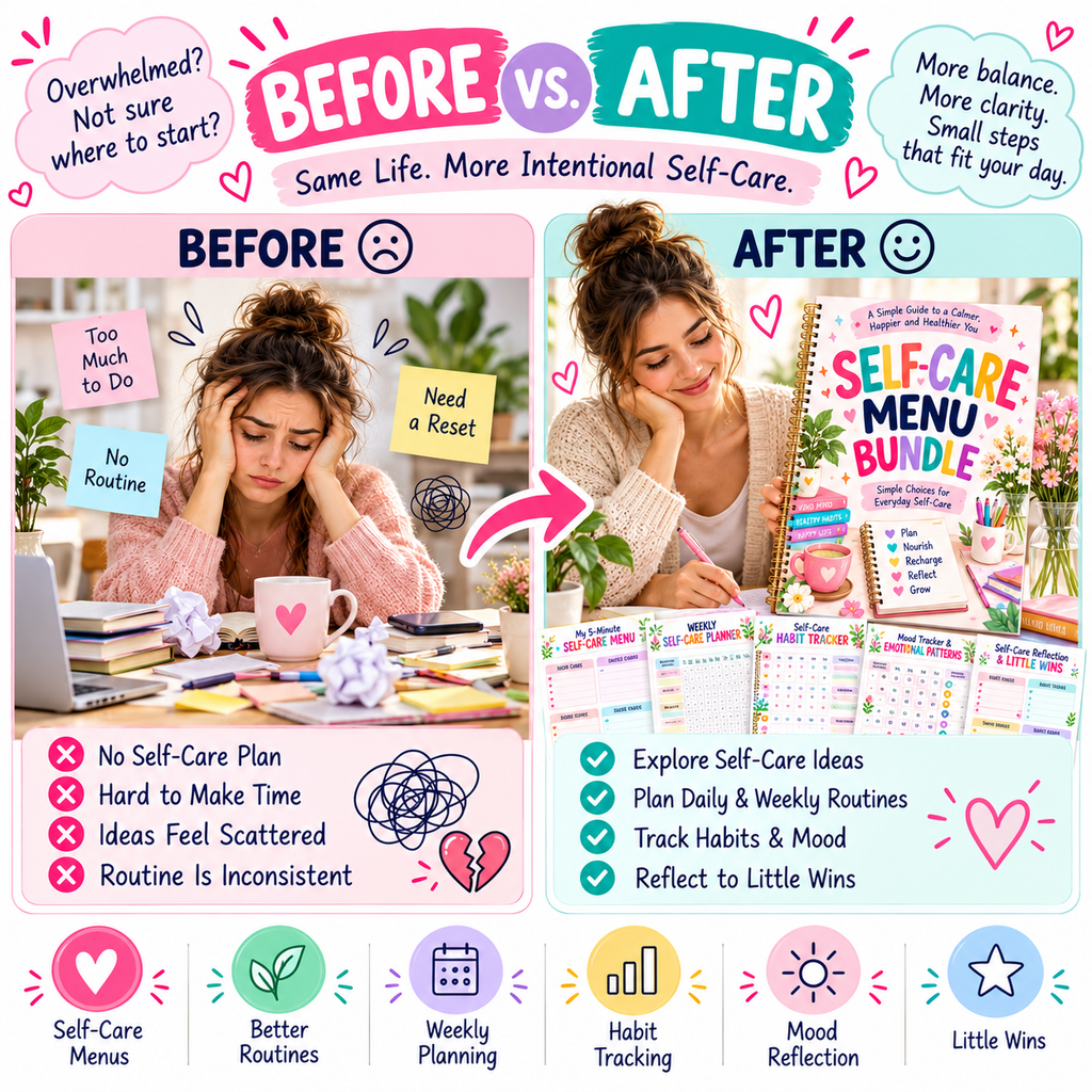 Self-Care Menu Bundle — Printable PDF — existing product preview 4
