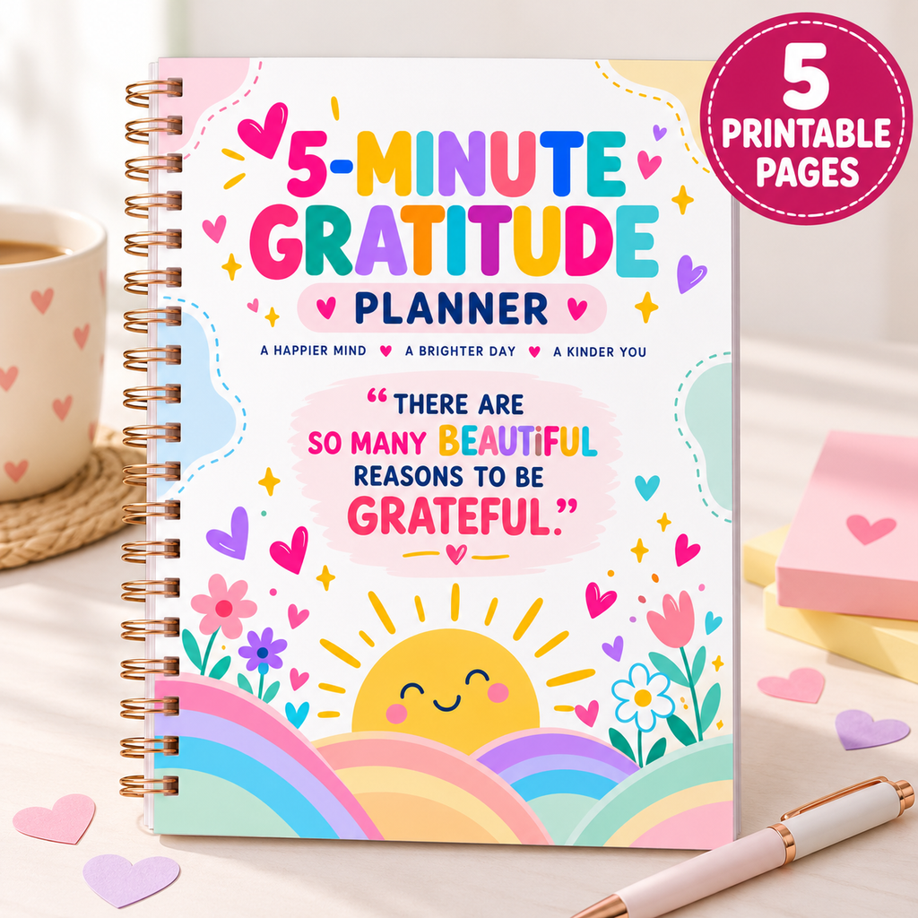 5-Minute Gratitude Planner — Printable PDF — existing product preview 1