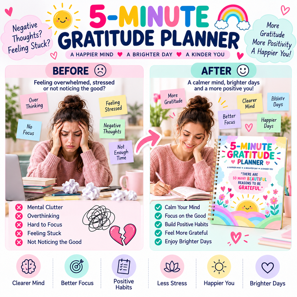 5-Minute Gratitude Planner — Printable PDF — existing product preview 3