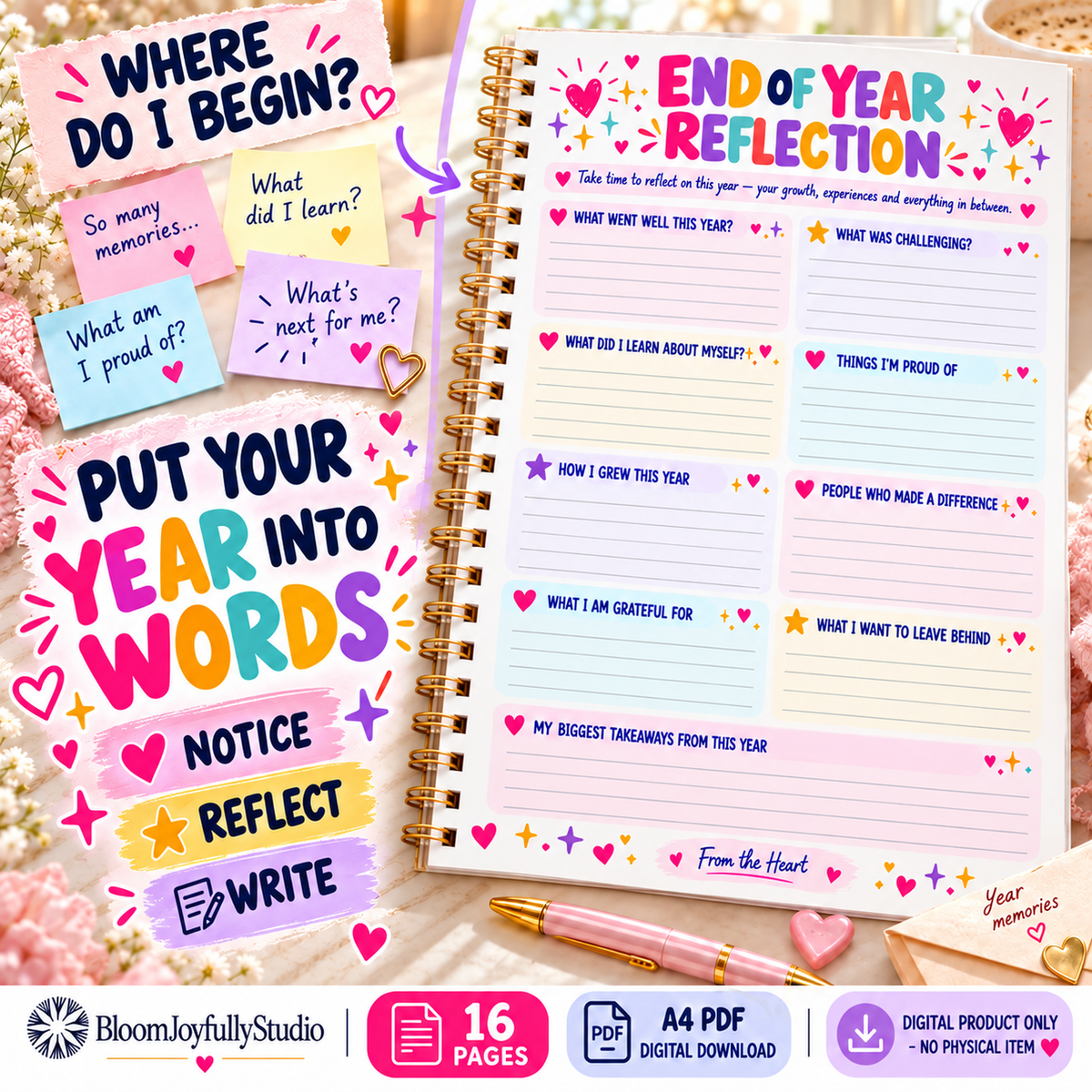 End of Year Review Bundle — 16-page A4 digital PDF, Problem to Solution