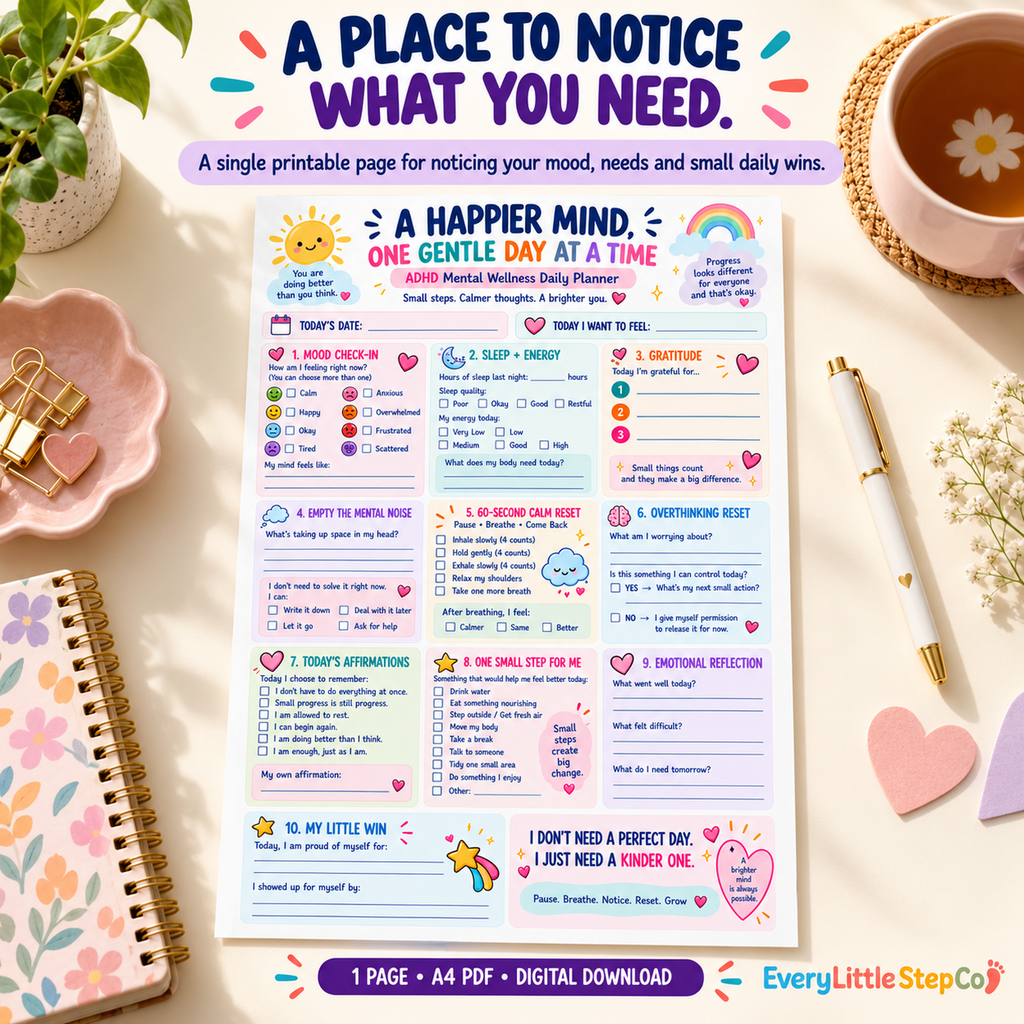A Happier Mind one-page printable — Benefits Why It Helps