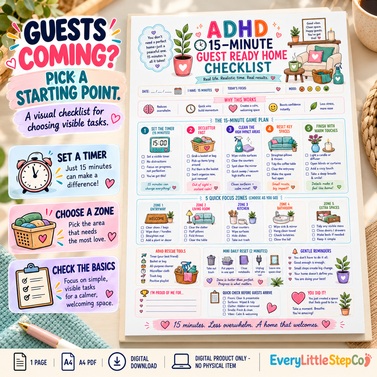 ADHD 15-Minute Guest Ready Home Checklist — Revision Draft