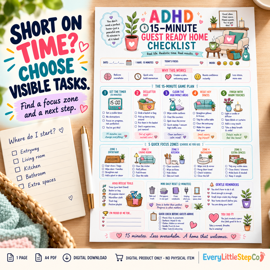 ADHD 15-Minute Guest Ready Home Checklist — Revision Draft