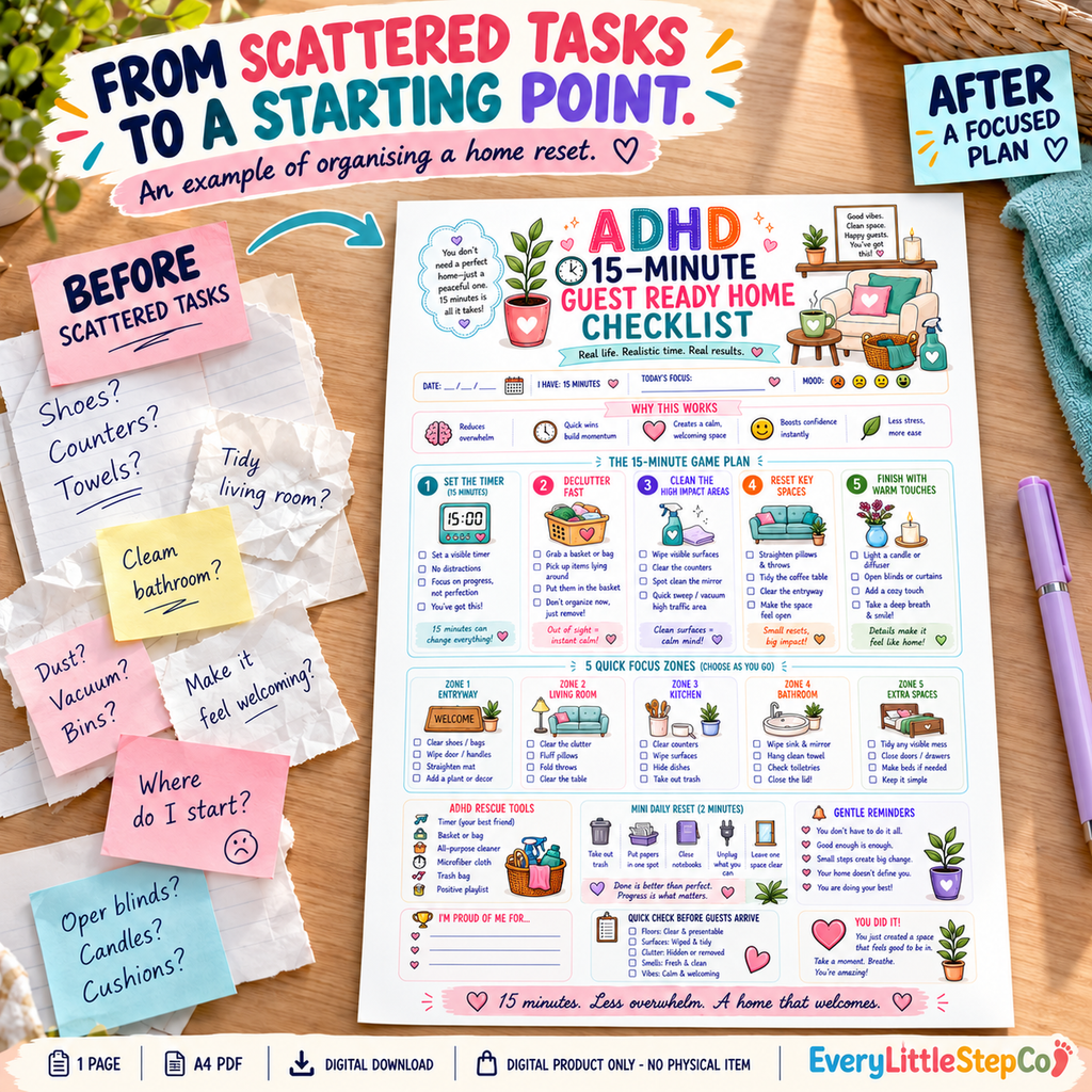 ADHD 15-Minute Guest Ready Home Checklist — Revision Draft