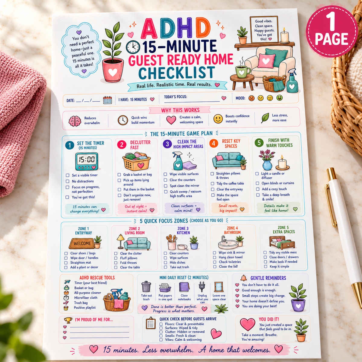ADHD 15-Minute Guest Ready Home Checklist — Revision Draft