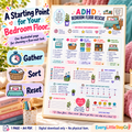 EveryLittleStepCo ADHD Bedroom Floor Rescue, one-page A4 printable; Main Product Hero. Digital download only; props excluded.