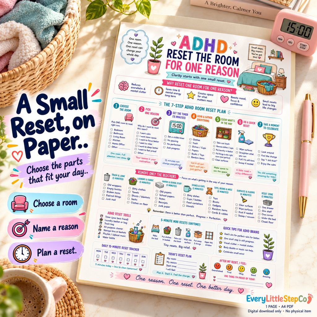 EveryLittleStepCo ED-065 one-page A4 printable worksheet, Lifestyle Hero; digital download, props excluded.