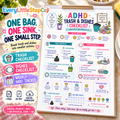 ADHD Trash and Dishes Checklist — one-page A4 printable with two task checklists and weekly habit tracker. Digital only; writing pad and props not supplied.