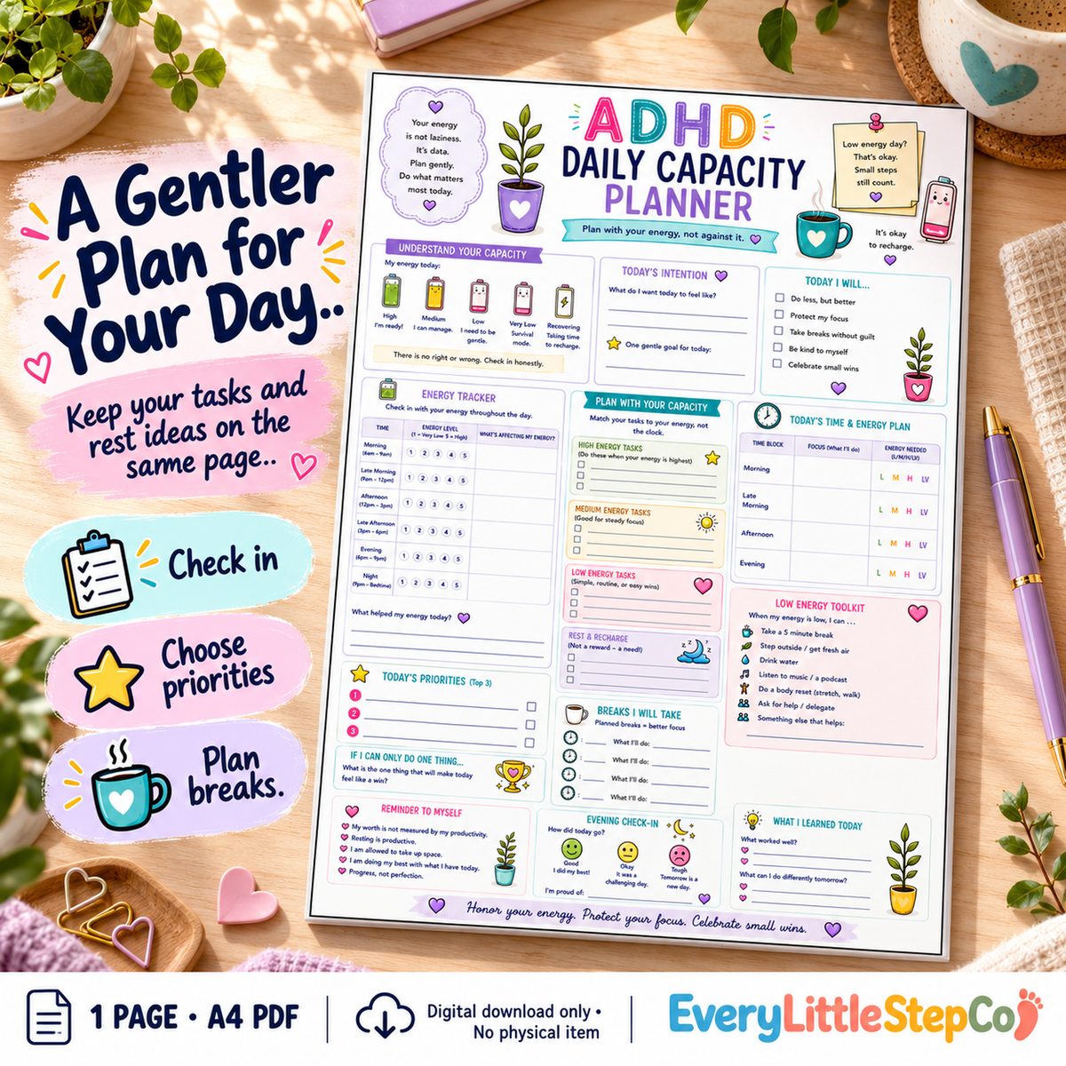 EveryLittleStepCo ADHD Daily Capacity Planner 02 digital printable writing-pad mockup