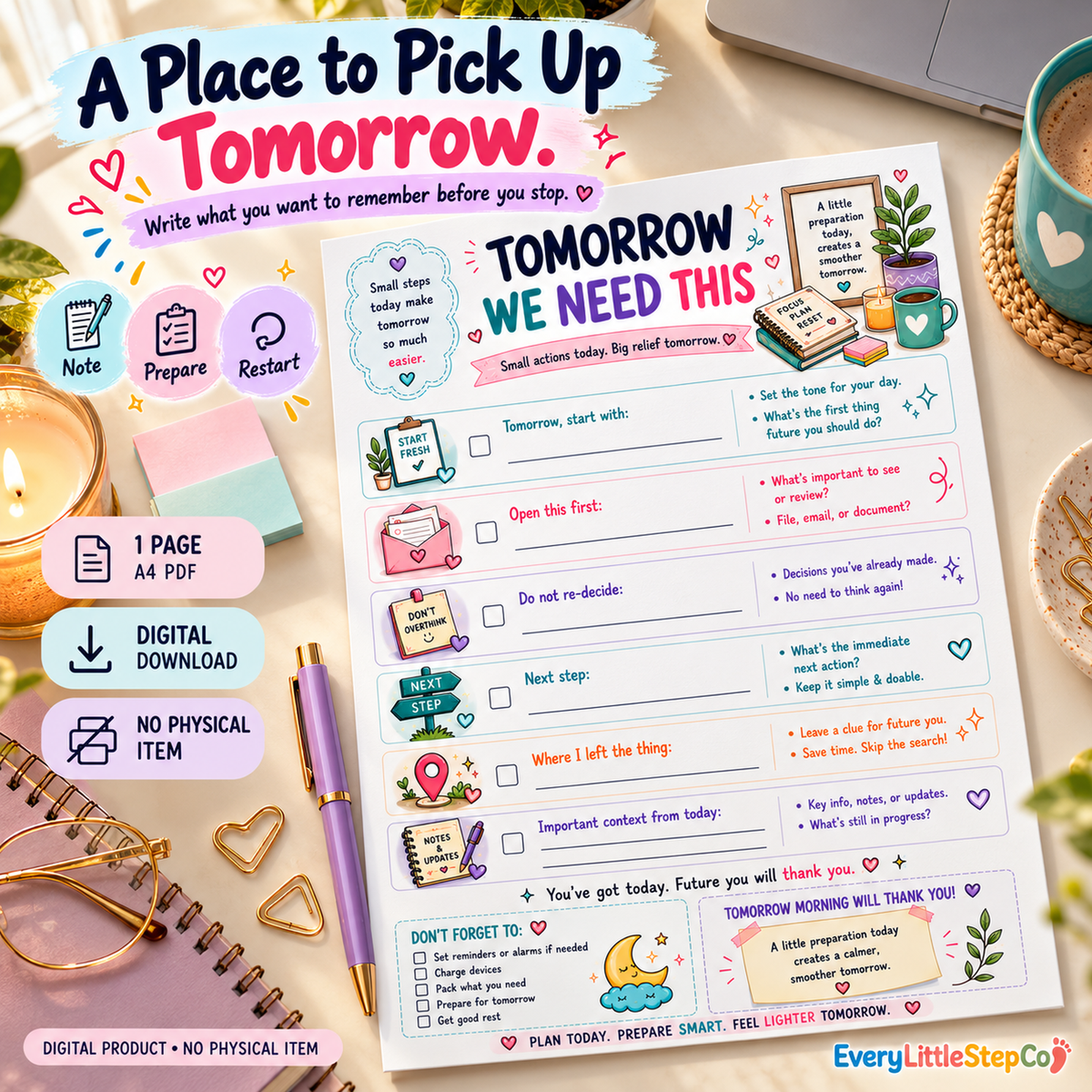 EveryLittleStepCo Tomorrow We Need This 02 one-page digital printable writing-pad mockup