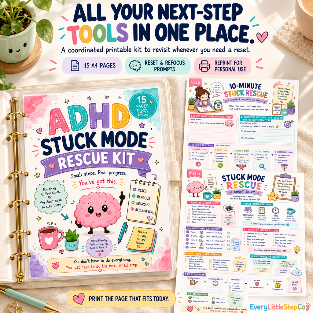 ADHD Stuck Mode Rescue Kit — Premium Binder Close Up