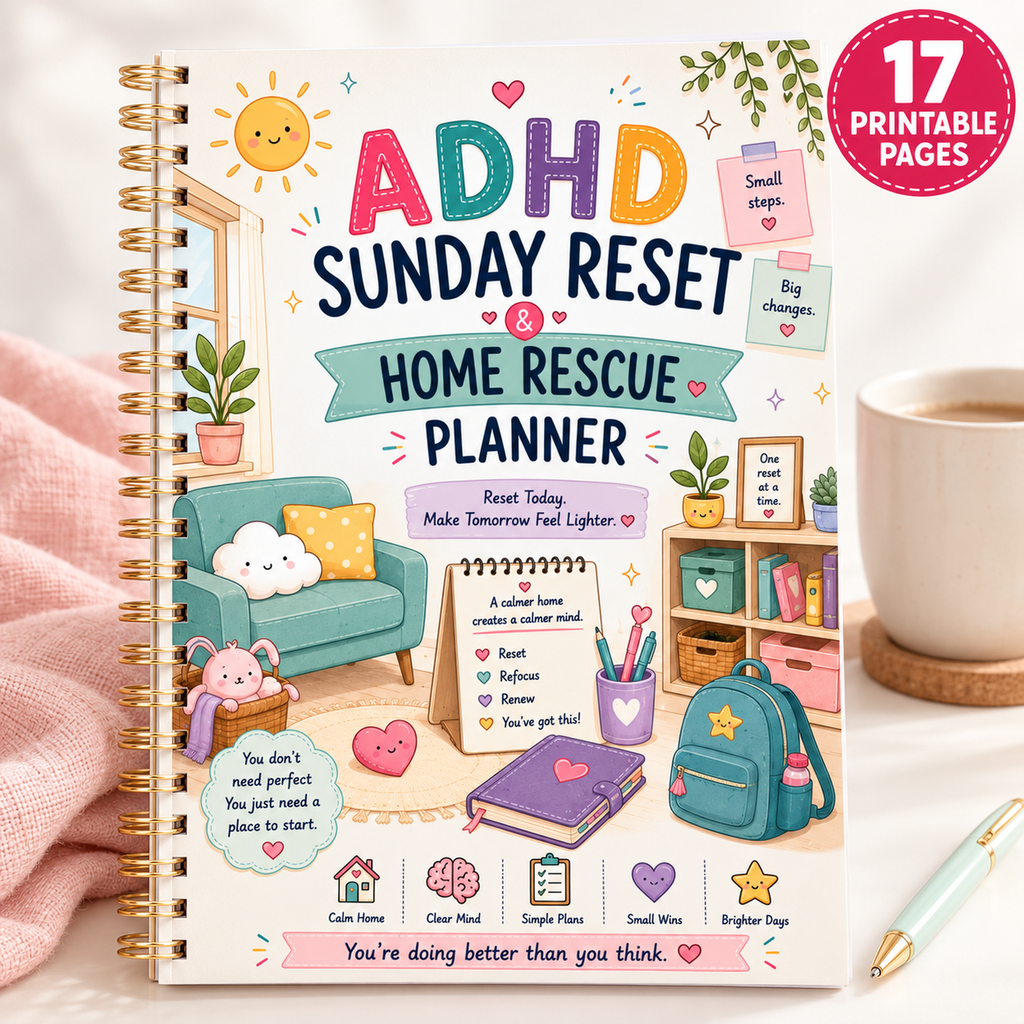 ED-089 Sunday Reset and Home Rescue Planner — HERO — 17-page A4 printable PDF