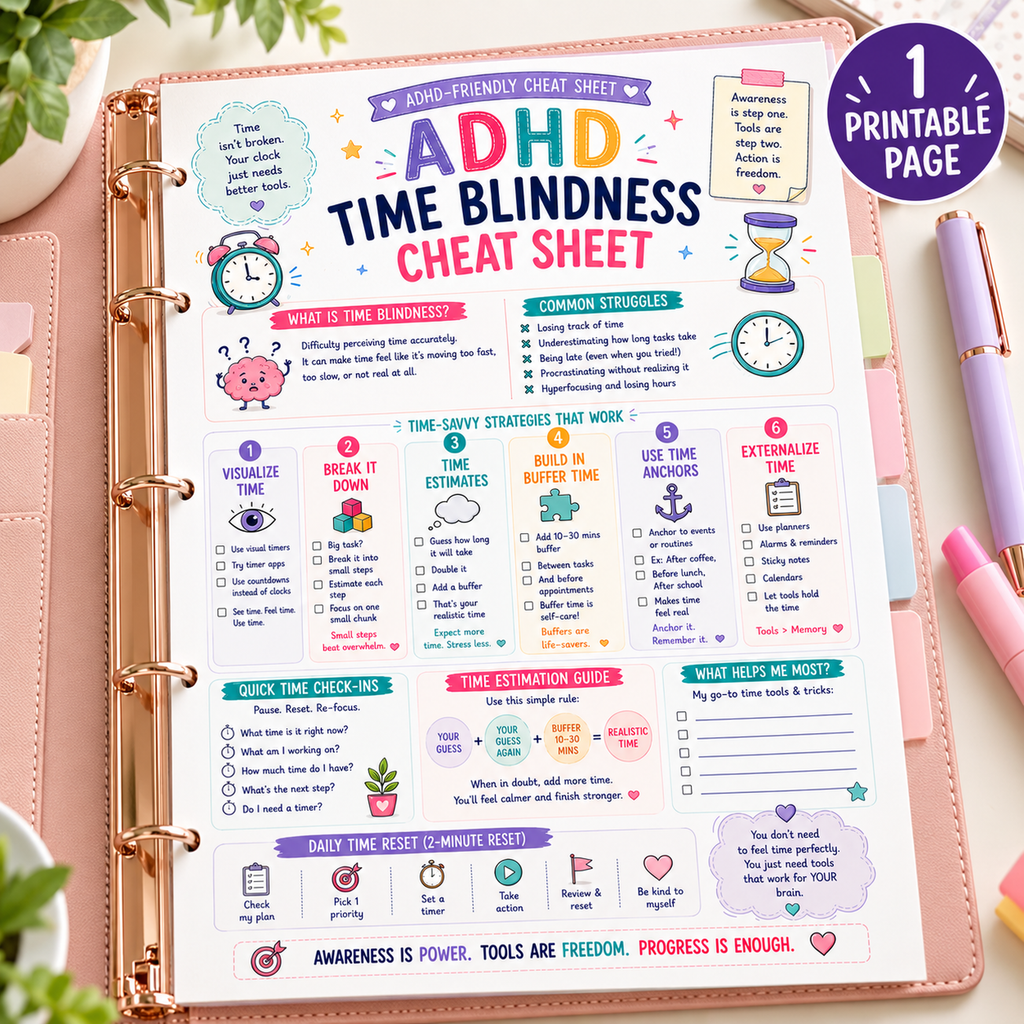 ADHD Time Blindness Cheat Sheet — Hero 18 Standalone Master Hero