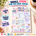 EveryLittleStepCo Weekly Life Maintenance Check-In, one A4 printable worksheet, Main Product Hero; digital product only