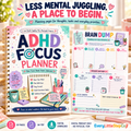 EveryLittleStepCo ADHD Focus Planner, 19 A4 printable pages, Main Product Hero; digital product only