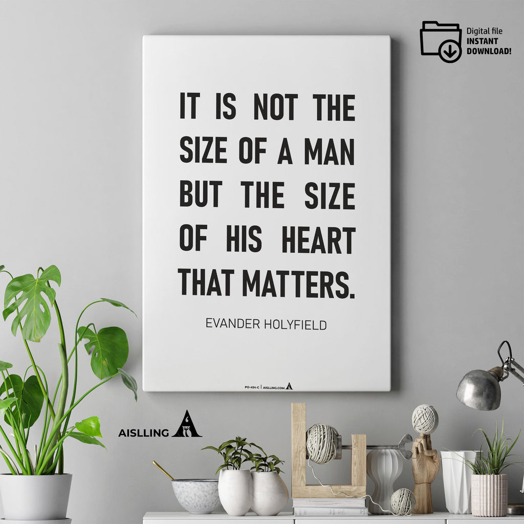 Aislling — Inspirational Quote Wall Art for Boys Room, "It's Not the Size of a Man", Black & White Printabl... | Aislling printable