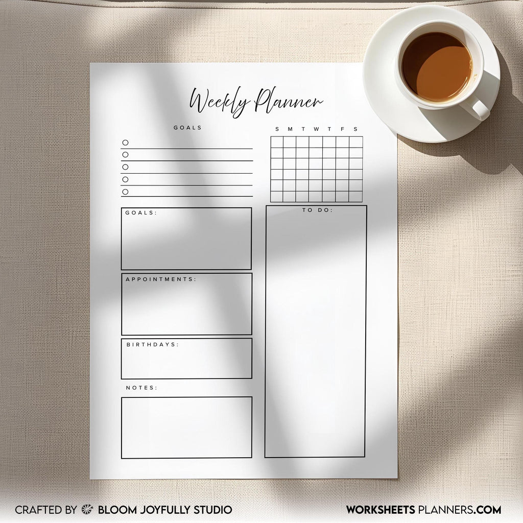 Digital Planner — Minimalist WEEKLY Planner Printable, Weekly To Do List, Weekly Habit Tracker, A4, A5, Let... | Bloom Joyfully printable