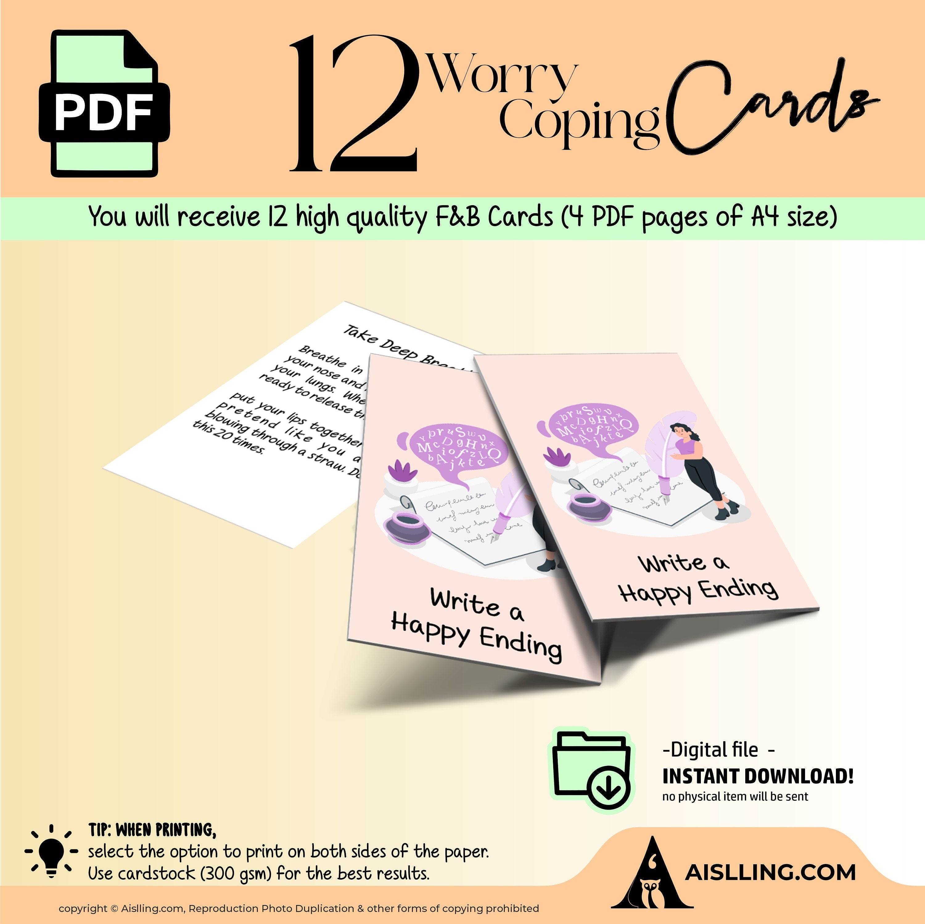 Adhd Worksheets — Worry Coping Cards Therapy Tools Mindfulness Cards Therapy Office Decor Social Psychology... | Mindfulness printable