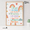 Calming Kit — inspirational quote I am Kind Smart Brave wall art positive affirmations digital prints empow... | Mindfulness printable