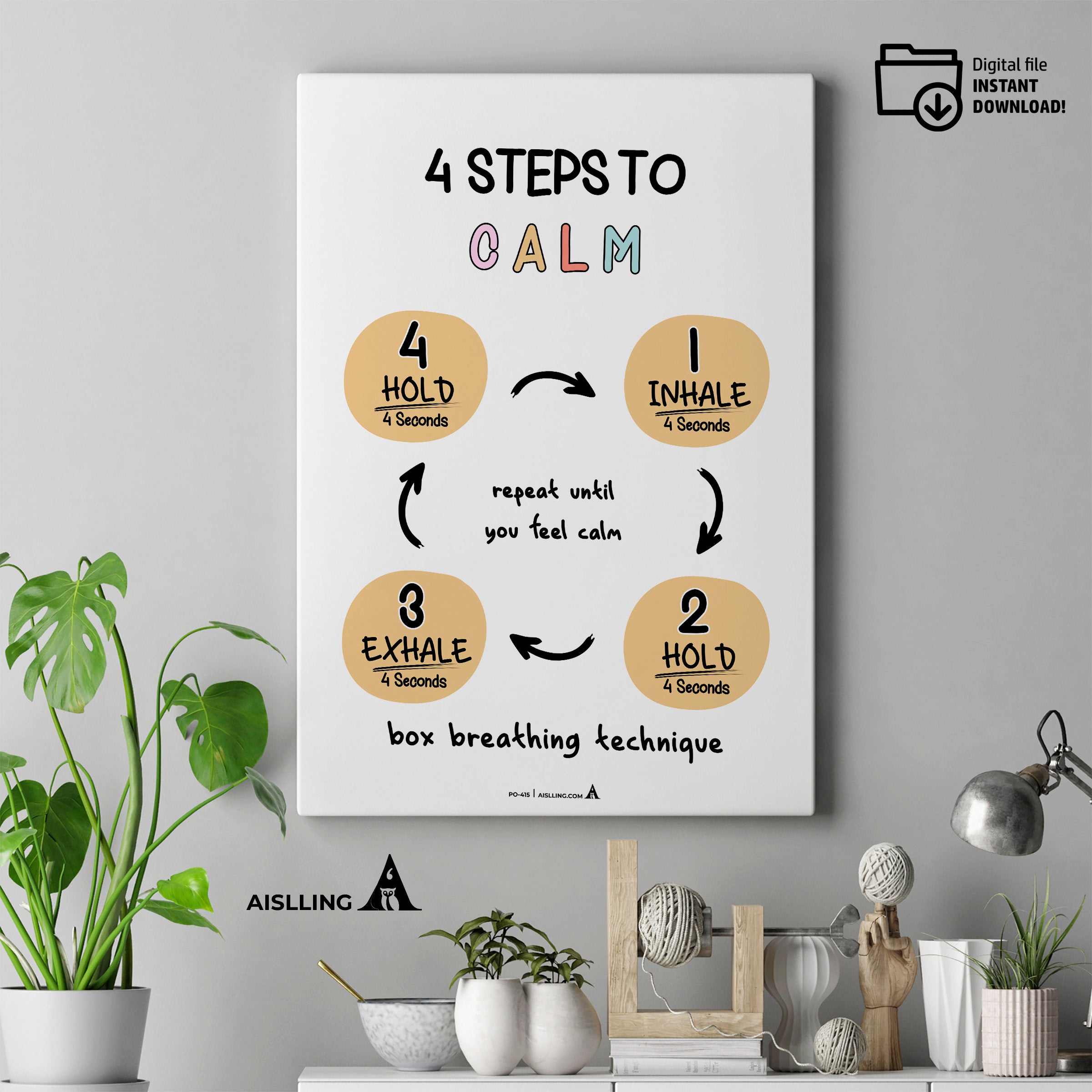 Adhd Worksheets — Anxiety, breathing technique, calming corner, mindfulness technique poster, therapy offic... | Mindfulness printable