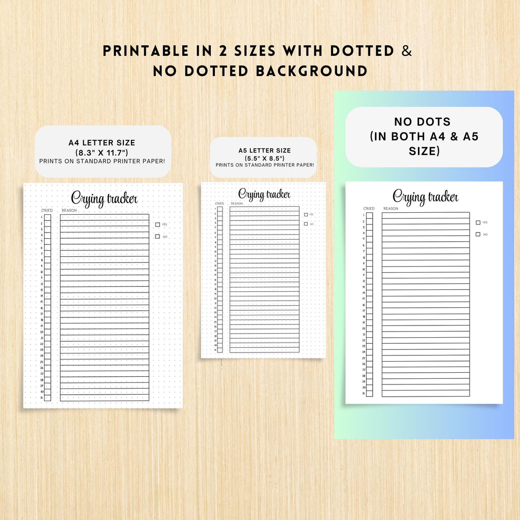 Anxiety Tracker — Crying Tracker PRINTABLE, Mental Health Tracker, Emotional Release Log, Crying Pattern Tr... | Mindfulness printable