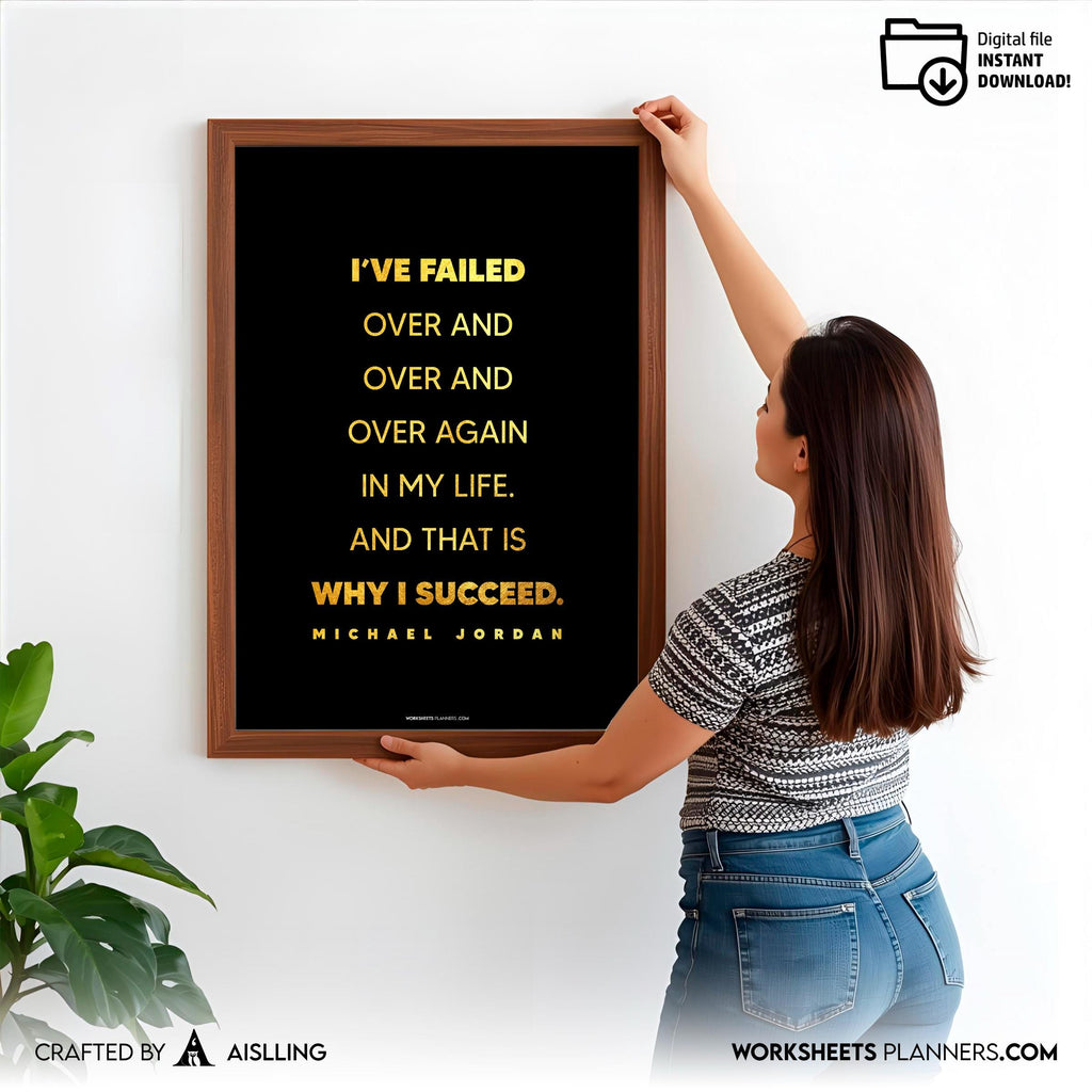 Aislling — Michael Jordan Quotes Digital Printable Wall Art Inspirational Quotes Jordan Mentality Poster Ba... | Aislling printable