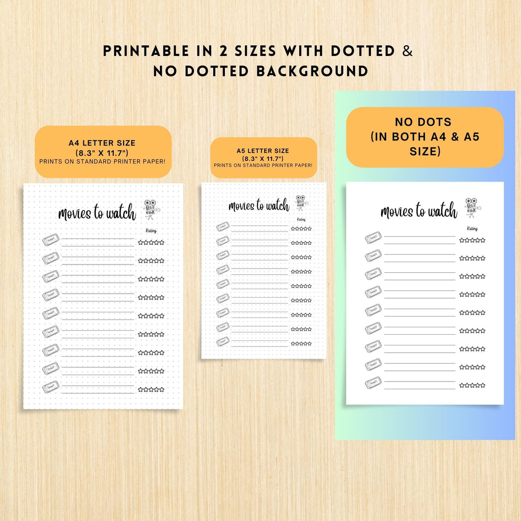 A5 Printable — Movie Review PRINTABLE, Movie Review Log, Movie Night, Film Lovers, Watch & Rate Films, Fill... | Bloom Joyfully printable