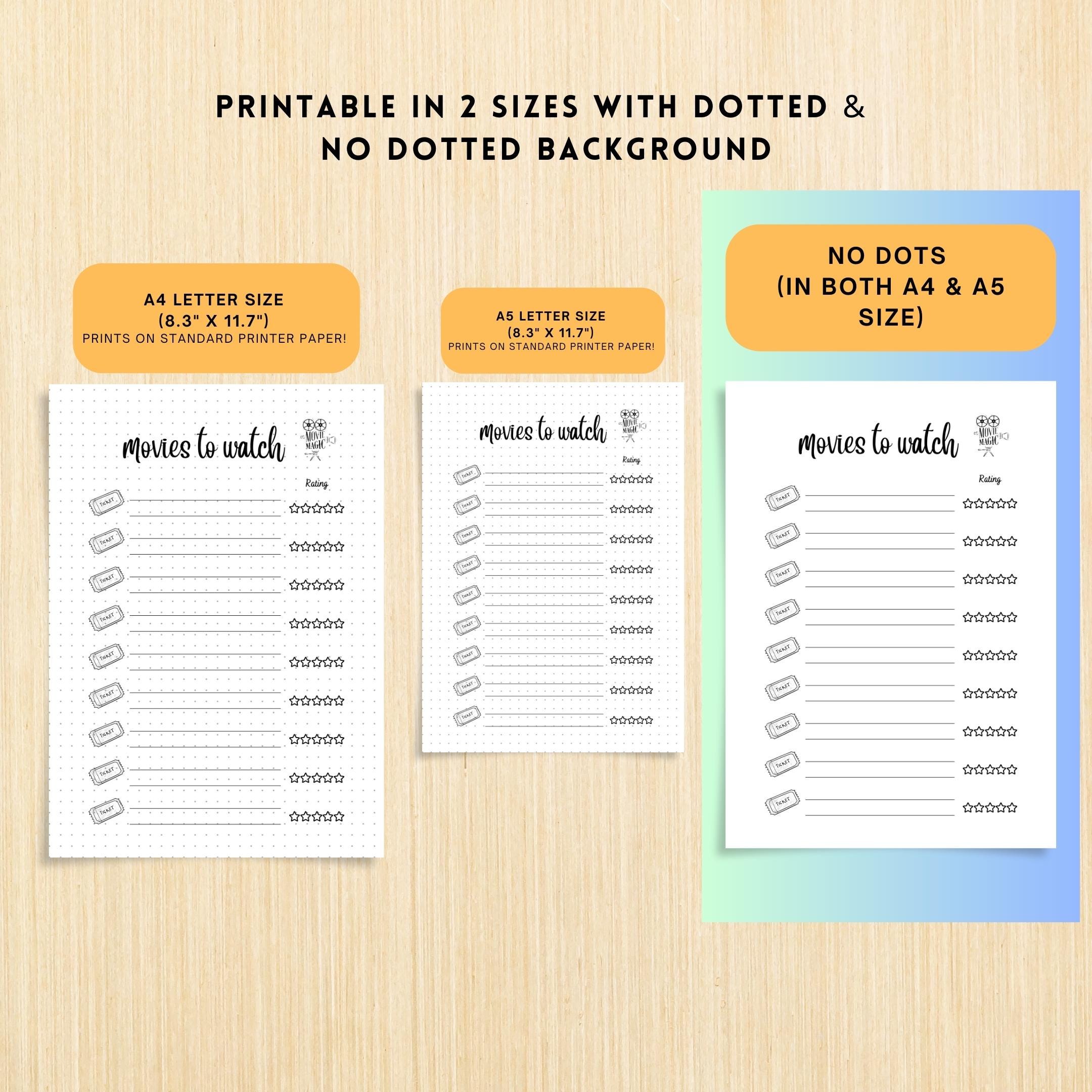 A5 Printable — Movie Review PRINTABLE, Movie Review Log, Movie Night, Film Lovers, Watch & Rate Films, Fill... | Bloom Joyfully printable