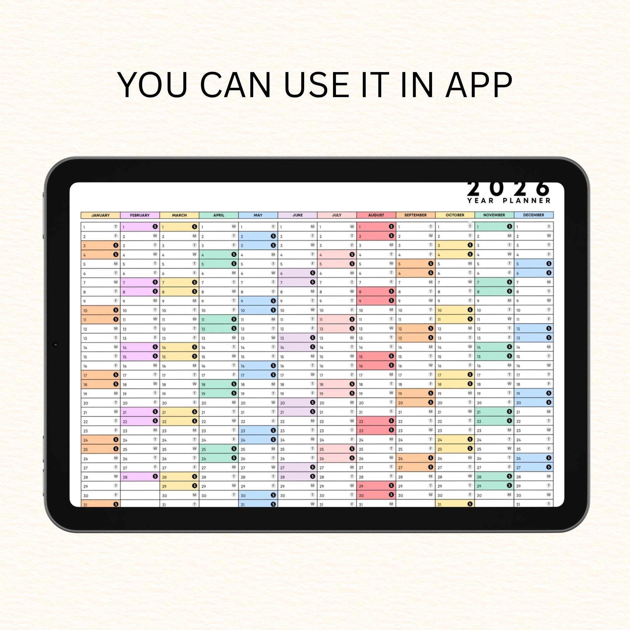 2026 Planner — 2026 PRINTABLE Wall Calendar, Dated Calendar, PDF, Different Sizes Available, Plan Your Day ... | Bloom Joyfully printable