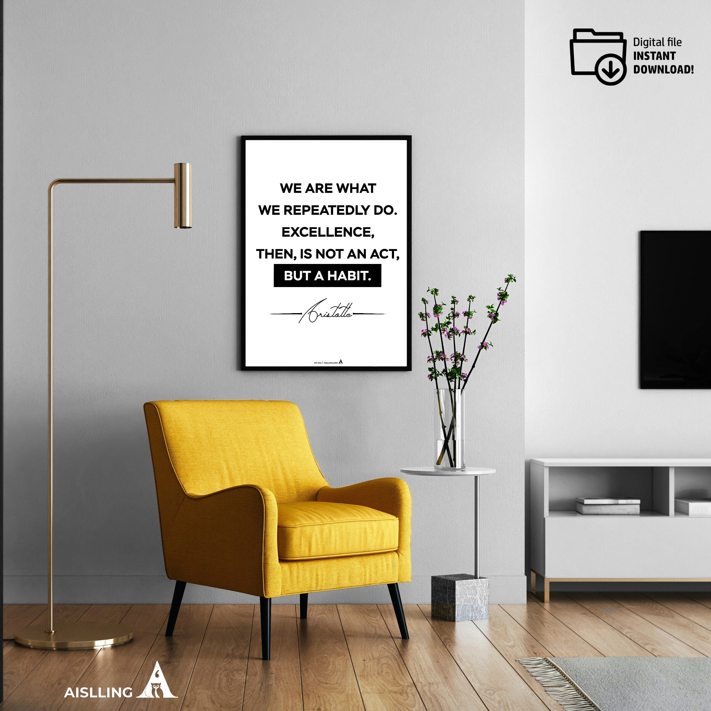 Inspirational Aristotle Quotes Print, Ancient Greek Wisdom Wall Art, Motivational Philosophy Decor, Classic Teacher Gift