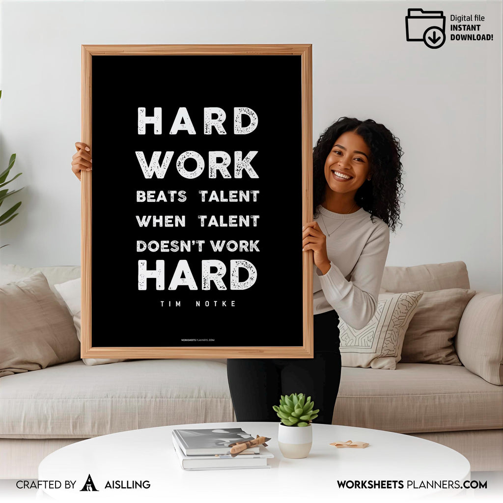 Aislling — Hard work beats Quotes, NBA Sports, Printable NBA Poster, Teenager kid basketball gift, NBA post... | Aislling printable
