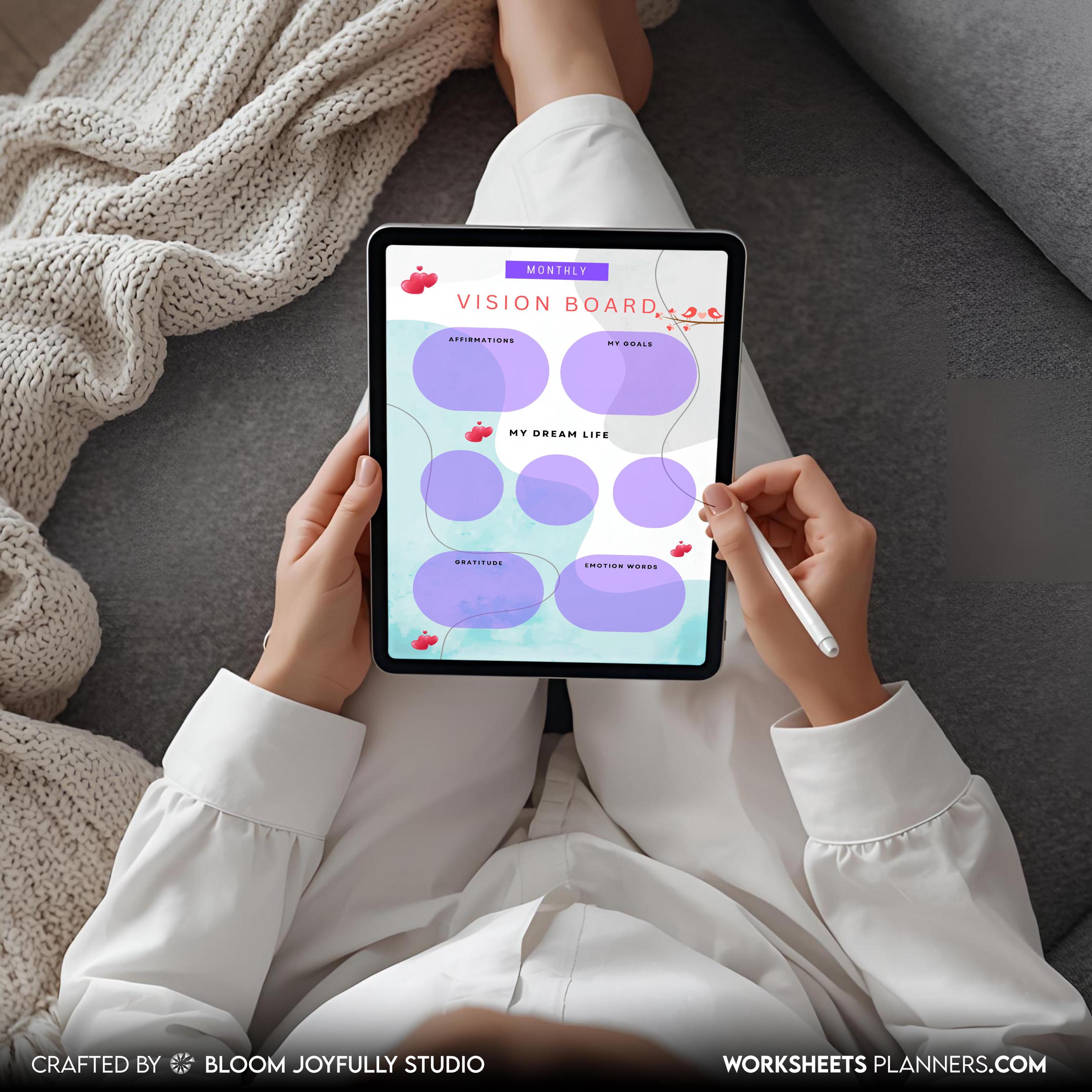 2026 Goals — 2026 Monthly VISION BOARD, Goals, Affirmations, Emotions, Dream Life, Gratitude, Printable PDF... | Mindfulness printable
