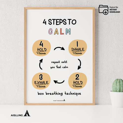 Adhd Worksheets — Anxiety, breathing technique, calming corner, mindfulness technique poster, therapy offic... | Mindfulness printable