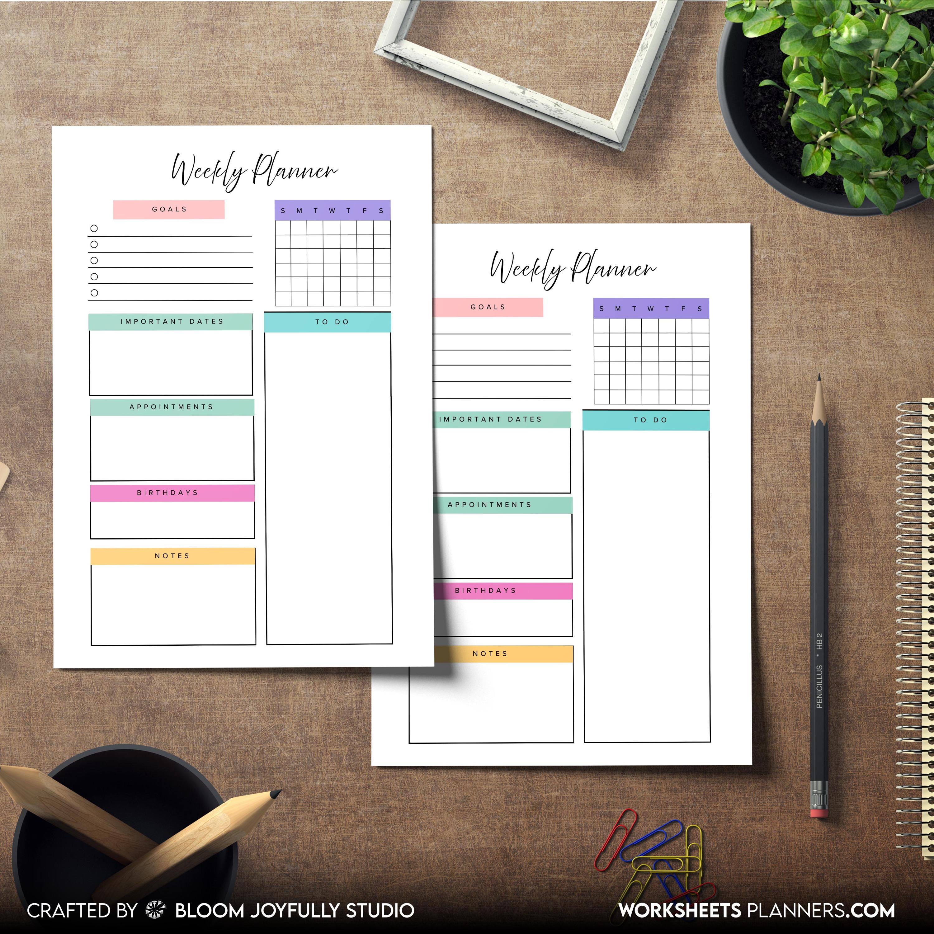 Digital Planner — Weekly Planner PRINTABLE, Weekly To Do List, Weekly Habit Tracker, Weekly Goal Planner, M... | Bloom Joyfully printable