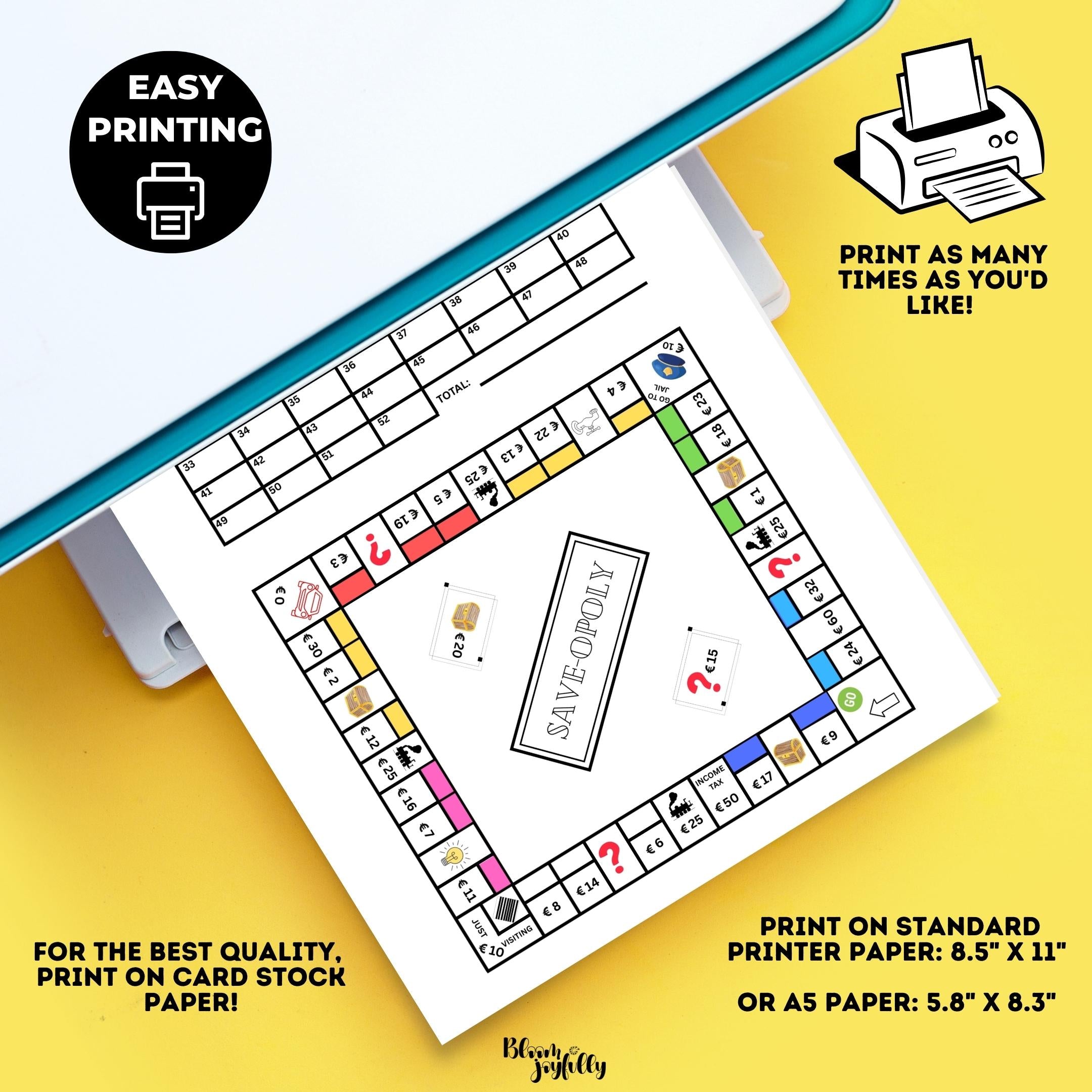 Budget Challenge — Save, opoly Savings PRINTABLE, Savings Challenge, Savings Game, Budgeting Game, Savings ... | Bloom Joyfully printable